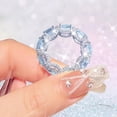 thumbnail image 4 of Sentmoon Rings for Women Cute Rings Slightly Inlaid Diamond Aquamarine Ring Star Princess Lace Aquamarine Color Ring, 4 of 7