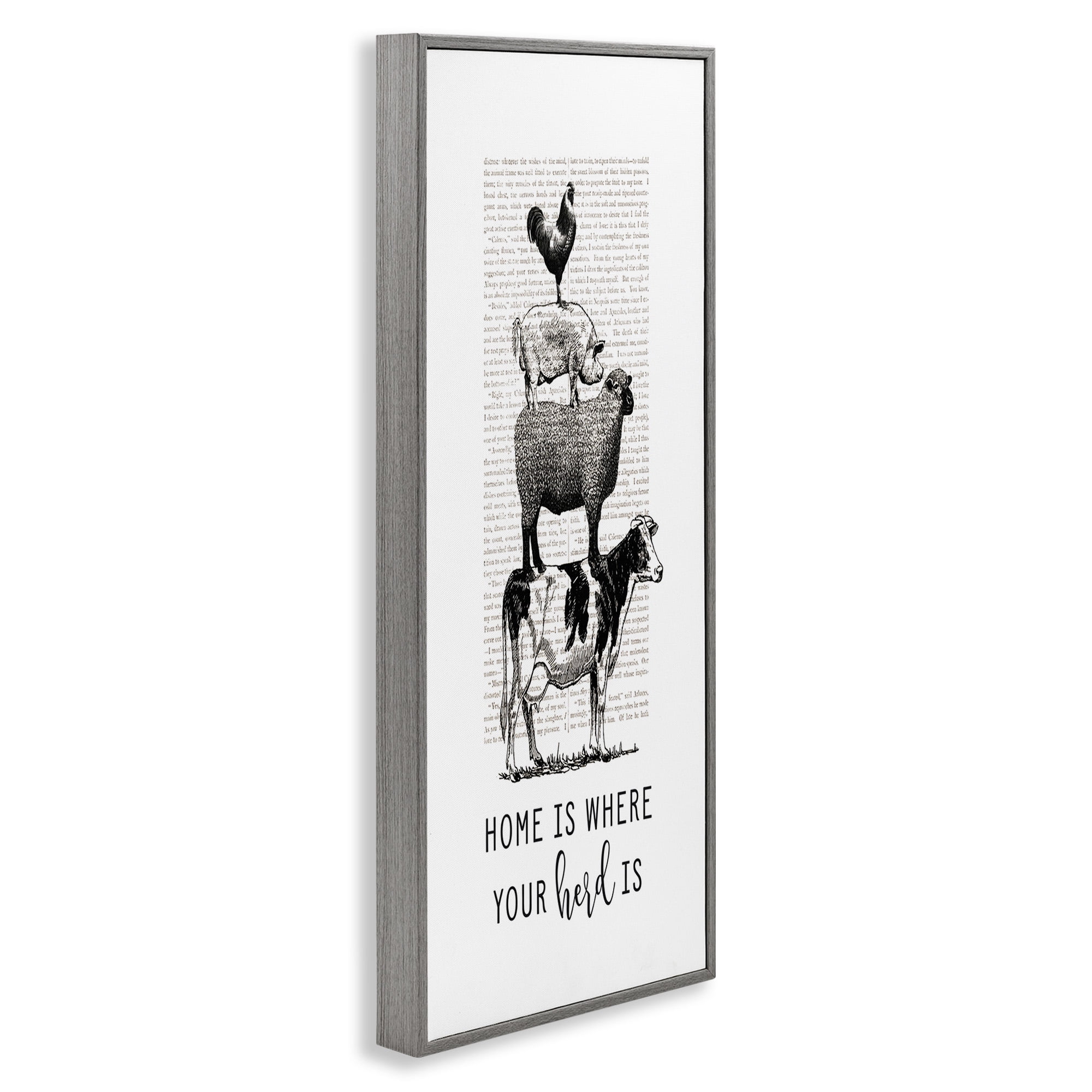 Stupell Industries Where Your Herd Family Animals Animals & Insects Painting Gray Framed Art Print Wall Art, 13 x 30