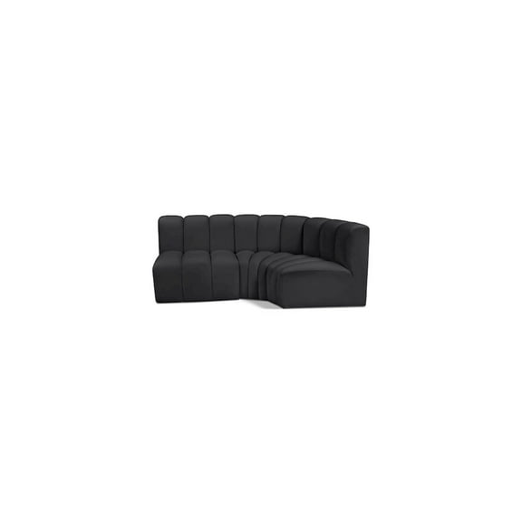 Meridian Furniture Arc Black Vegan Leather Modular Sectional