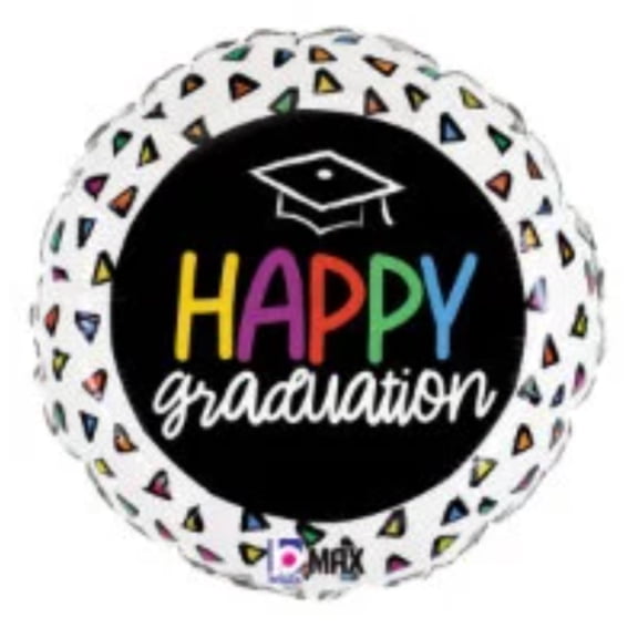 18" HAPPY GRADUATION TRIANGLES Balloon • Party Supplies Decorations Foil Mylar Balloon