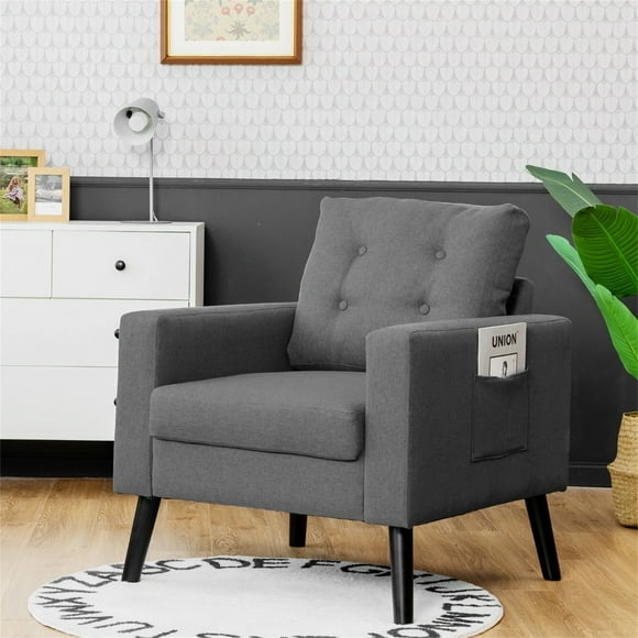 Sofá de Brazo de Ocio Moderno Costway Apizada con Patas de Madera de Caucho 75 x 81 x 86 cm