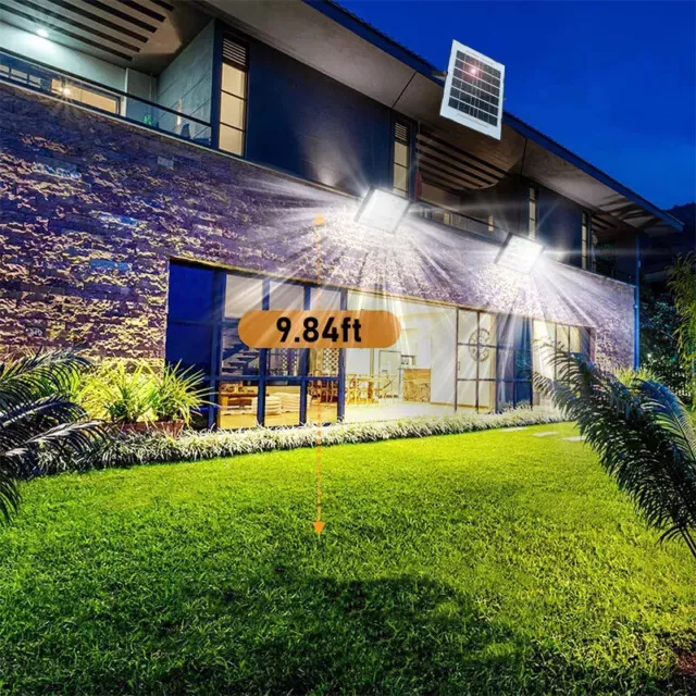 300W LED Solar Flood Light, Remote Controlled, Dusk to Dawn, , Wall-Mounted & Pole-Mounted, Perfect for Barn, Warehouse, Backyard and Garden