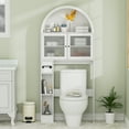 thumbnail image 6 of Over The Toilet Storage Cabinet, Over Toilet Cabinet 3-Tier Adjustable Shelves with Acrylic Doors, Freestanding Bathroom Organizer for Toiletries & Towels, Modern Arched Design White, 6 of 7