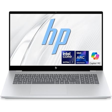 HP OmniBook X 17.3-Inch Gaming & Creator Laptop, NVIDIA GeForce RTX 4050, Intel Core Ultra 7 256V, 16GB LPDDR5X, 512GB SSD, FHD Touchscreen,Backlit KB, WiFi 7, Windows 11 Home,Glacier Silver