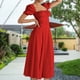 thumbnail image 4 of Vestidos Largos Vestidos de mujer Manga abullonada Vestido elegante Primavera Verano Ropa (Rojo M) Ygjytge para Mujer Rojo T XL, 4 of 5