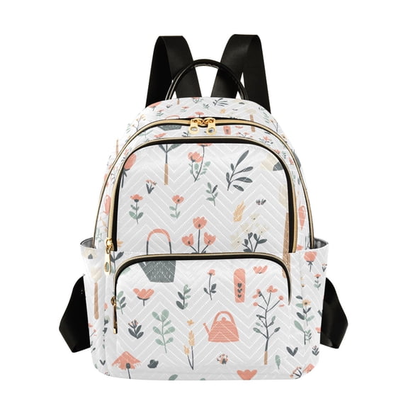 FORMRS Mini Backpack Purse for Women Quilted Travel Daypack Casual Shoulder Bag, Garden Pattern