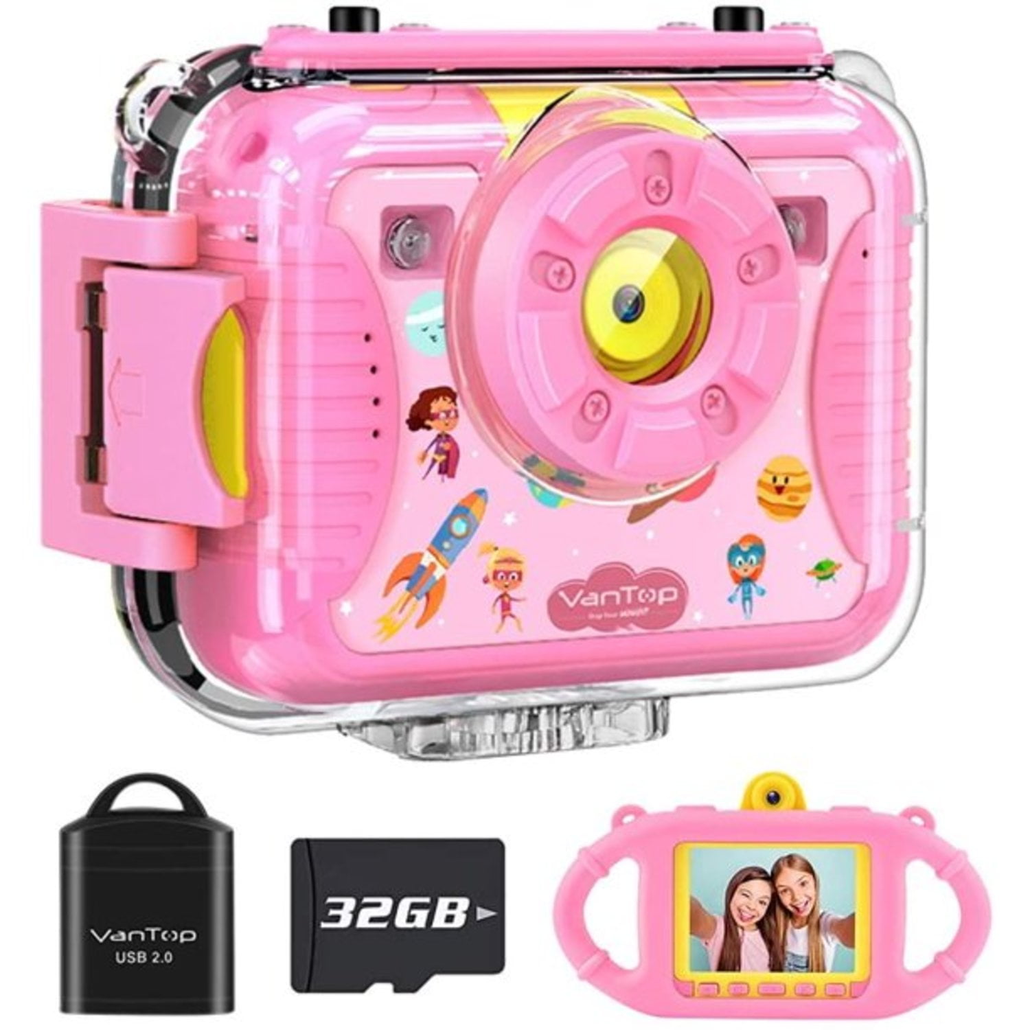 Oiiwak Children Kids Camera 5.0 MP Digital Waterproof Camera with Video Recorder for Girls Birthday Gift Learn Camera Includes 32GB Memory Card Yellow
