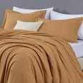thumbnail image 5 of Chezmoi Collection Solid Caramel 100% Washed Cotton Duvet Cover Set Queen Size, 3-Piece Luxury Soft Breathable Smooth Cooling Comforter Cover with Button Closure, 5 of 9