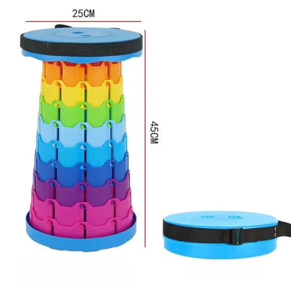 Outdoor Folding Telescopic Stool Home Balcony Travel Queue Portable Plastic Folding Stool Adjustable Camping Fishing Chair