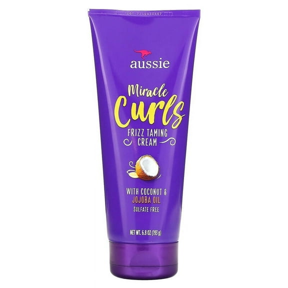Aussie Miracle Curls Frizz Taming Cream with Coconut & Jojoba Oil 6.8 oz (193 g) Pack of 2