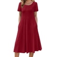 thumbnail image 2 of Fantaslook Summer Dresses for Women Casual Short Sleeve Pleated Dress Flowy Floral Dress with Pockets Flare Midi Sundress, 2 of 9