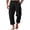 Black, variant on CHEEREAM Mens Linen Cropped Pants Yoga Beach Loose Fit Casual Summer Elastic Waist Drawstring Baggy Trousers with Pockets Gray XL