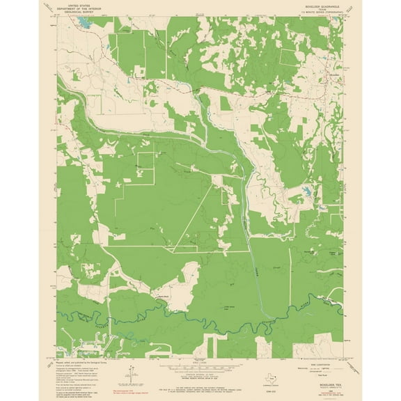 Topographical Map - Boxelder Texas Quad - USGS 1965 - 23 x 28.51 - Vintage Wall Art