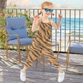 thumbnail image 4 of Girls' Jumpsuits Rompers Summer Casual Sleeveless Rompers With Pockets Spaghetti Strap Romper Tiger Stripes Pattern 1T, 4 of 7