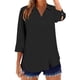 thumbnail image 2 of Mujeres 3/4 Manga Tops Y Blusas Color Sólido Turndown Cuello en V Suéter, 3/4 Manga Tops Casual para las Mujeres Suave Blusa de Poliéster, Ligero Primavera Verano Camiseta de Moda, 2 of 5