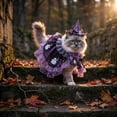 thumbnail image 5 of Halloween Cat Costume Witch Cloak Wizard Hat Pet Outfit for Cats Funny Dress Up Apparel for Halloween Parties Photos, 5 of 8