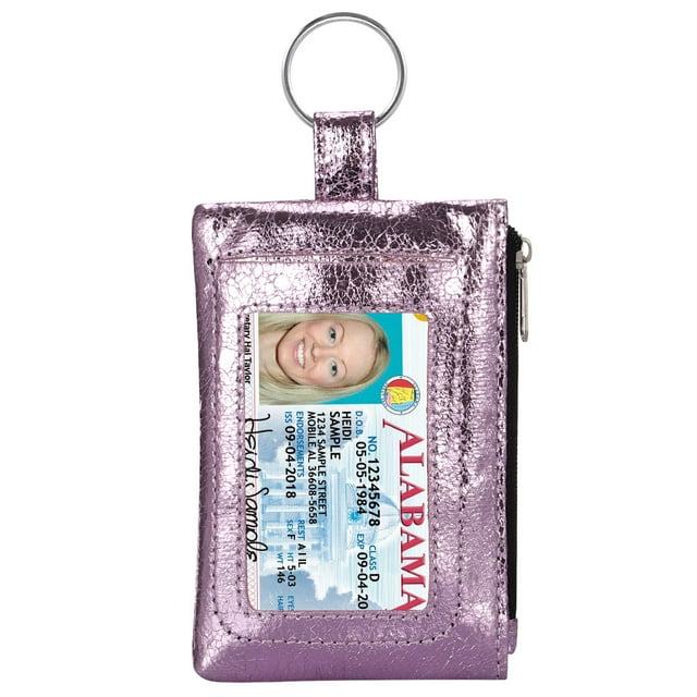 Zip ID Case, Slim Coin Purse Wallet Change Pouch with Key Ring Mini Change Wallet Keychain Purse