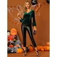 thumbnail image 6 of MODA NOVA Juniors Party V Neck Flare Long Sleeve Velvet Peplum Blouse, 6 of 6
