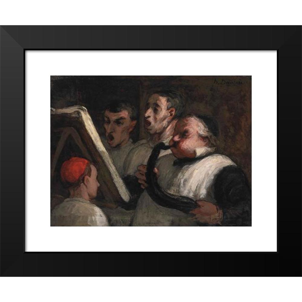 Honoré Daumier 14x12 Black Modern Framed Museum Art Print Titled - Le Lutrin (‘The Lectern’) (1864-1865)