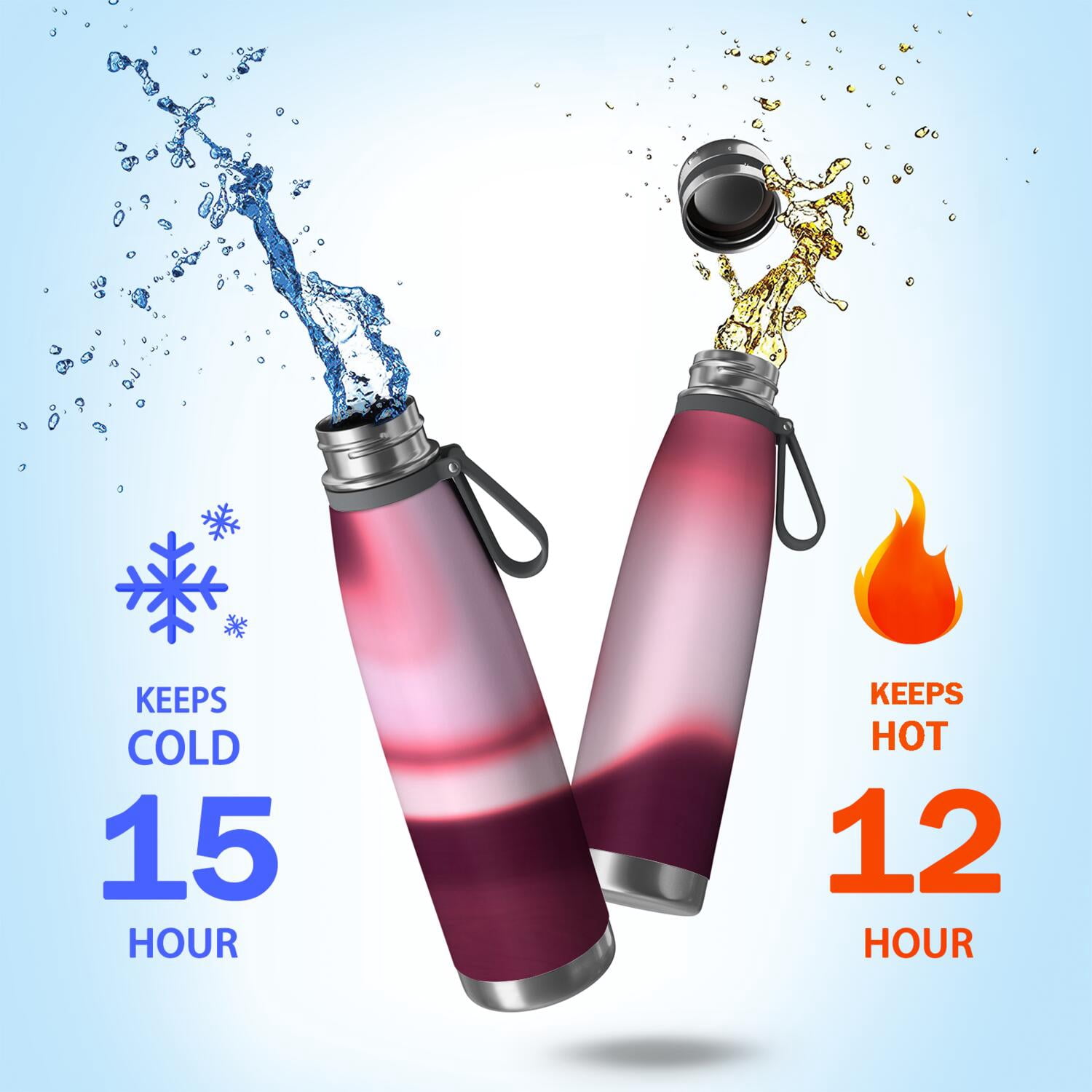 29oz Insulated Water Bottle with Tea Infuser, Stainless Steel Travel Mug, Fluid Smoke Aurora Art Style