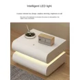 thumbnail image 3 of Nueva casa Internet celebridad crema blanco mesita de noche de cuero italiano minimalista dormitorio almacenamiento de cabecera de madera maciza, 3 of 4