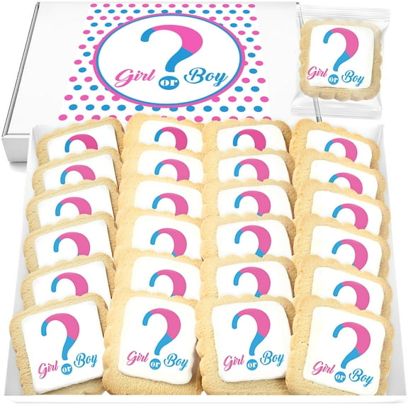 Baby Gender Reveal Cookies Individually Wrapped 24 Pack Party Favors Candy Dessert Table Buffet Food Gift Treats