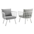 thumbnail image 2 of Modway Ensemble de 2 Fauteuils d'Extérieur en Aluminium pour Patio au Bord de la Rivière, Blanc Gris, 2 of 8