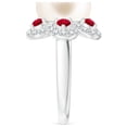 thumbnail image 3 of ANGARA Freshwater Cultured Pearl Floral Ring with Rubies in 14K White Gold for Women | June Birthstone, Birthday, Anniversary, Jewelry Gift for Women | Pearl Ring, 3 of 8