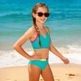thumbnail image 2 of Tween Girls Swimsuits V Neck Bikini Set High Waist Girl Two Piece Bathing Suit Green Boho Holiday Beachwear Set 11-12 Years, 2 of 5