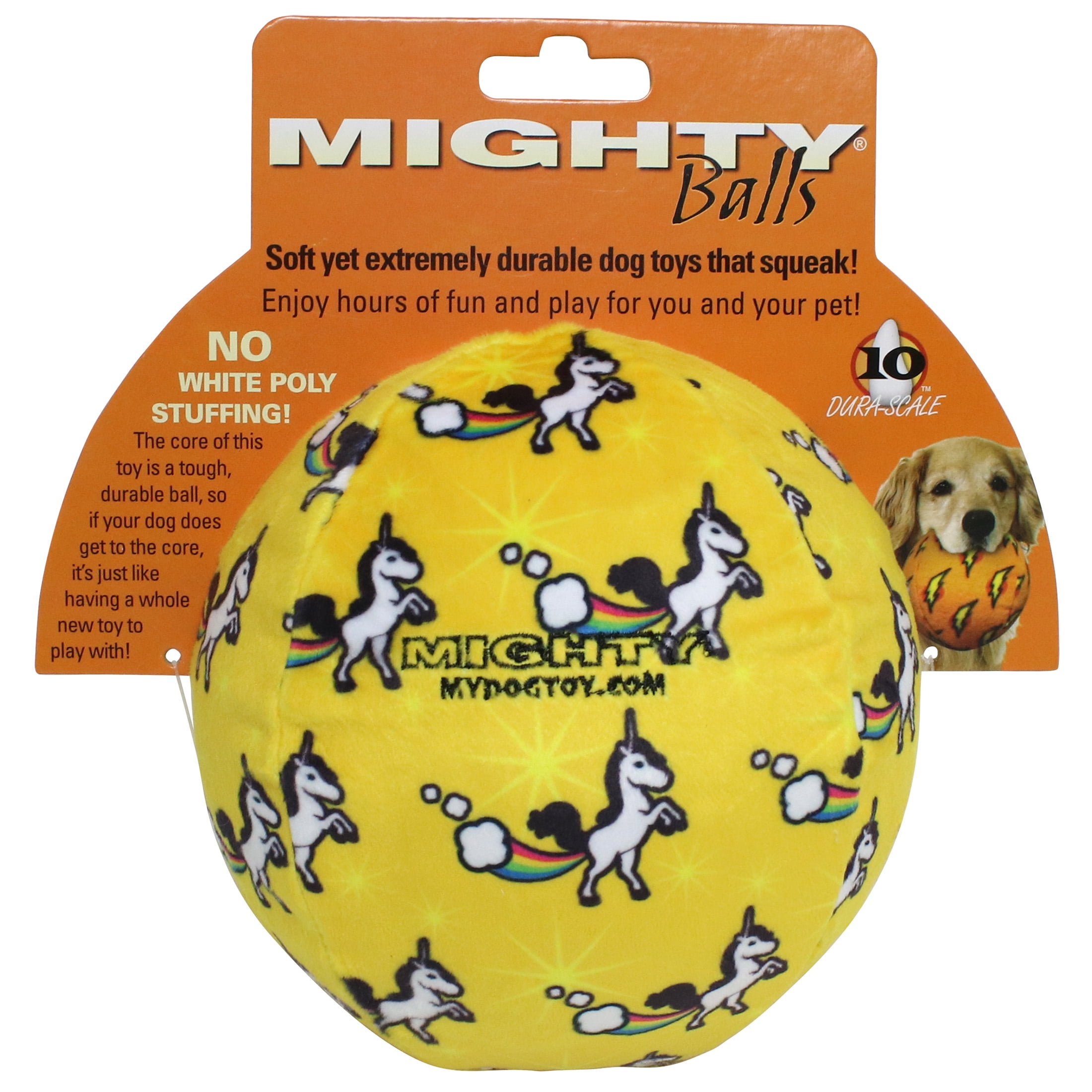 Mighty Ball Large Unicorn Durable Squeaky Plush No Stuff Dog Toy