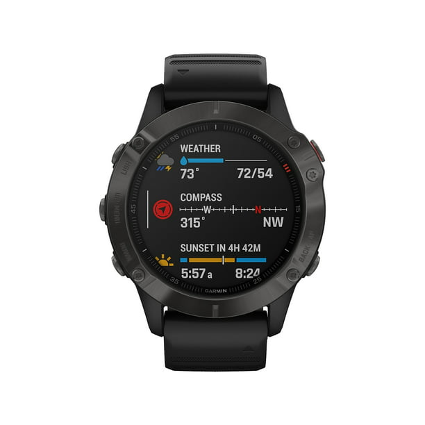 Garmin fenix 6 Sapphire GPS Watch Carbon Gray DLC with Black Band (010-02158-10) 215810 - Walmart.com