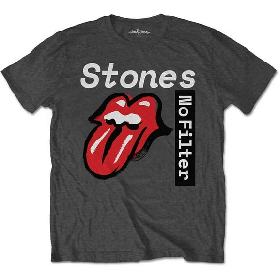 Men's Rolling Stones No Filter Text Slim Fit T-shirt Small Grey