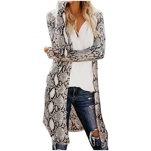 Moda mujer impresión suelta manga larga cárdigan otoño abrigo blusa Fridja BV0+4331