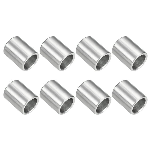 8 piezas de espaciador de acero inoxidable 5/8" OD x 1/2" ID x 7/8" longitud, plateado