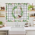 thumbnail image 2 of Spring Botanical Kitchen Curtains Window Panels, Garden Birds Floral Leaves Gray Plaid Insulated Window Treatment Curtain, Grommet Curtains for Bedroom/Living Room/Bathroom, 2 Piece 52"Wx63"L, 2 of 8