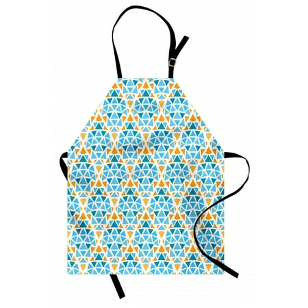 

Yellow and Blue Apron Diamond Shaped Triangle Geometric Fractal Mosaic Traditional Motif Unisex Kitchen Bib Apron with Adjustable Neck for Cooking Baking Gardening Aqua Teal Marigold by Ambesonne
