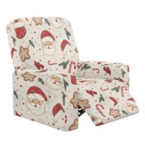 Renewold Santa Claus Beige Couch Cover Recliner Comfy Chair Cover for Recliner 4 Pieces Anti-Slip Single Seat Couch Slipcover Stretch Furniture Protector for Living Room