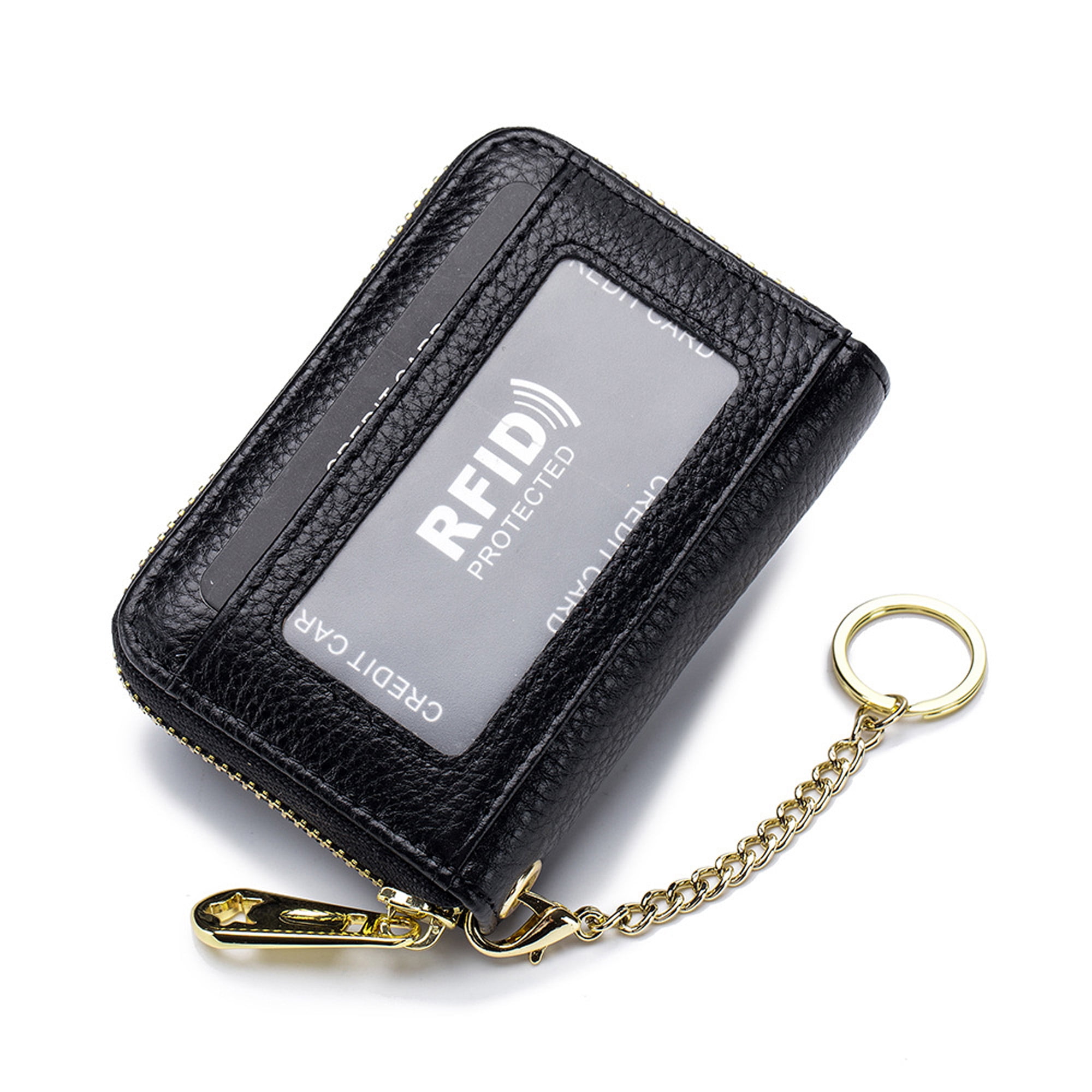 Mens Leather Coin Purse Change Pouch Wallet Zipper Card Holder with Key  Chain | eBay