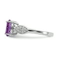 thumbnail image 3 of Finest Gold Sterling Silver Rhodium-Plated Polished Amethyst & White CZ Ring - Size 6, 3 of 6