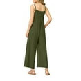 thumbnail image 5 of BiZtdJrK Womens Square Neck Jumpsuits Sleeveless Spaghetti Strap Overalls Wide Leg Casual Summer Beach Rompers with Pockets sales today clearance Army Green L, 5 of 9