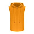 thumbnail image 4 of BiZtdJrK Sleeveless Hoodies for Men Casual Slim Fit Zip-Up Drawstring Hooded Workout Tank Tops Summer Casual Muscle Vest Tanks Orange L, 4 of 7