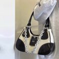 thumbnail image 5 of Bolsos de mano para mujer, bolsos de hombro y monederos de tela de diseñador de lujo, novedad 2023, bolsos decorativos de lona de PU con cadena mediana para debajo del brazo, 5 of 5