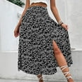 thumbnail image 2 of LWavelet Ditsy Floral Side Slit Maxi Skirt Women Daily Casual Flowy Stylish Versatile Bottoms Black L, 2 of 6