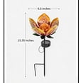 thumbnail image 2 of Lámpara solar de jardín con forma de flor y cristal craquelado | Luz decorativa LED solar para exteriores | Lámpara floral de metal para patio, jardín, camino y macizo de flores., 2 of 5