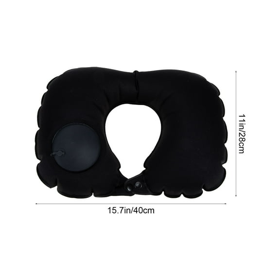 Mobestech 1Set Inflatable Airplane Pillow with Simple Appearance Black U Shaped for Napping and Travel