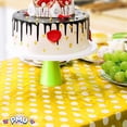 thumbnail image 6 of PMU Polka Dot Table Cover Yellow Plastic Rectangle 54" x 84" Tablecloth Square Wipeable Waterproof Disposable Party Decoration Great for Dining, Parties, Picnics, Bbq's, Summer Gatherings Pkg/3, 6 of 7
