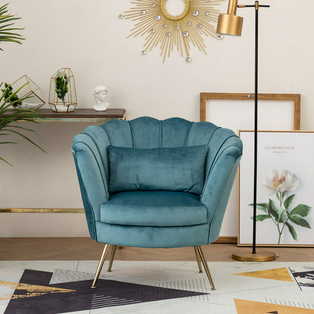 Light Blue Upholstered Scalloped Oyster, Light Blue Bedroom Chair