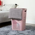 thumbnail image 3 of Mind Reader 60L Slim Laundry Hamper, Lid, Plastic, Adult, 17.25"L x 13.75"W x 23.5"H, 2-Pack, Pink, 3 of 9