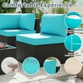 thumbnail image 5 of Walsunny 5 Pieces Outdoor Furniture Patio Sectional Sofa Set, Wicker Rattan Conversation Sets with Cushions and Glass Table, Black Rattan Blue Cushions, 5 of 8