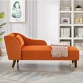 thumbnail image 2 of Aukfa 58" Velvet Chaise Lounge Indoor Upholstered Sofa w/ Pillow for Living Room Bedroom, Orange, 2 of 9